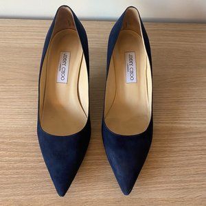 Jimmy Choo Navy Suede Kitten Heel, Size 41